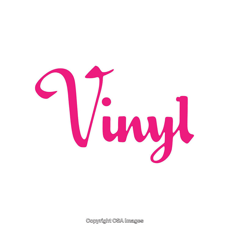 Bright Pink 'Vinyl' Script Design On White Background