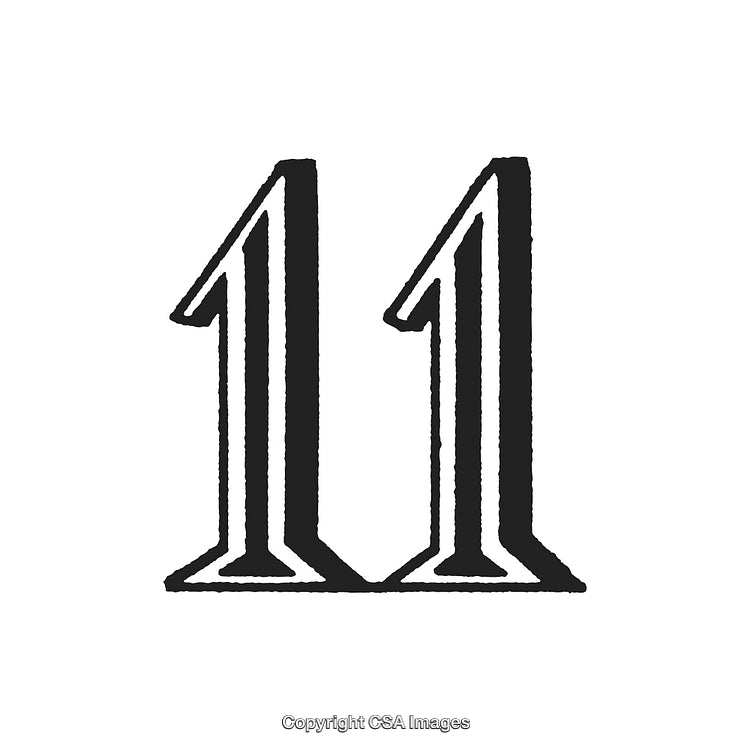Elegant Black and White Stylized Number Eleven Illustration in Minimalist Style