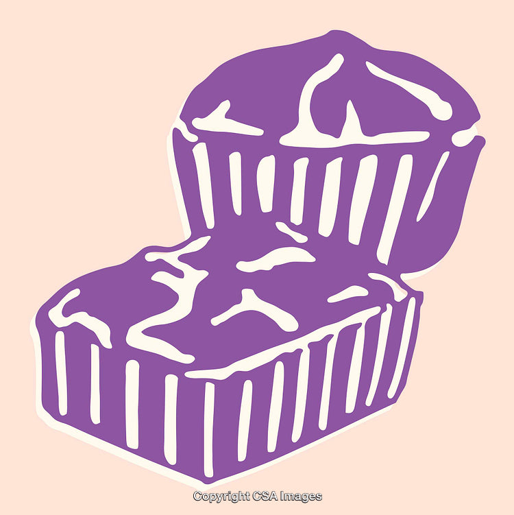 Purple Cupcake Illustration with Soft Pastel Background in Modern Minimal Style