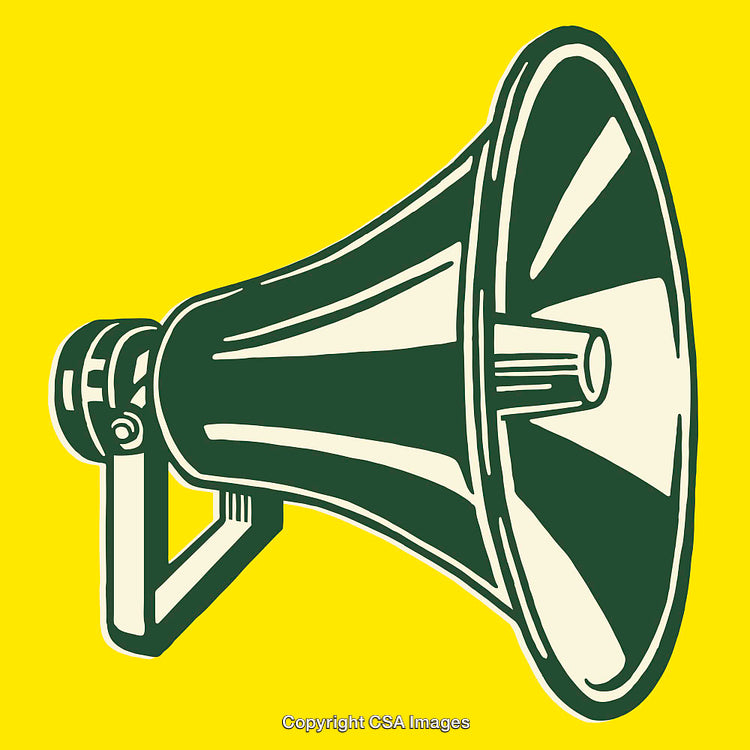 Retro Style Megaphone Illustration on Bright Yellow Background
