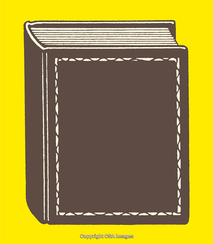Colorful Line Art of a Brown Book with Yellow Background