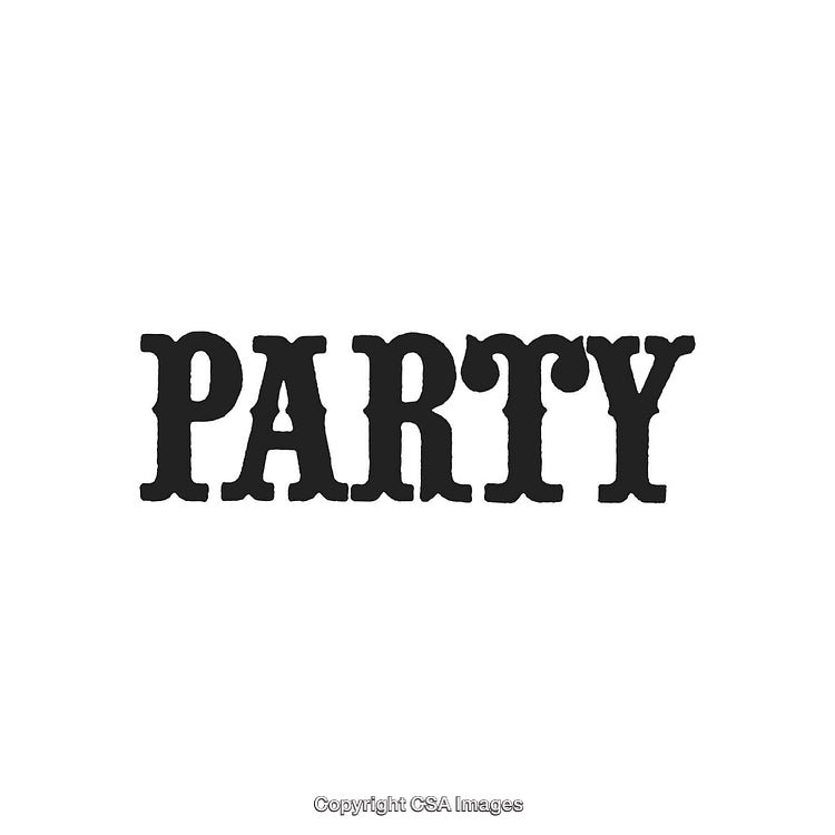 Classic Party Typography Art with Bold Black Letters and White Background