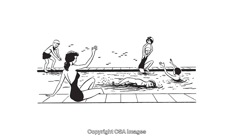 Children and Adults Enjoying Activities at the Swimming Pool