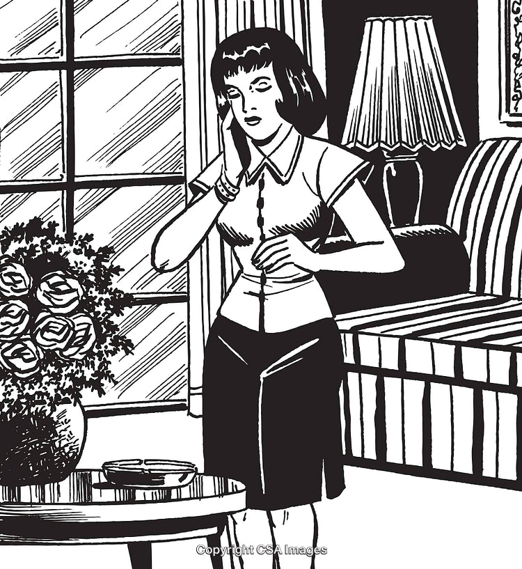 Retro Illustration of a Woman in a Living Room Setting