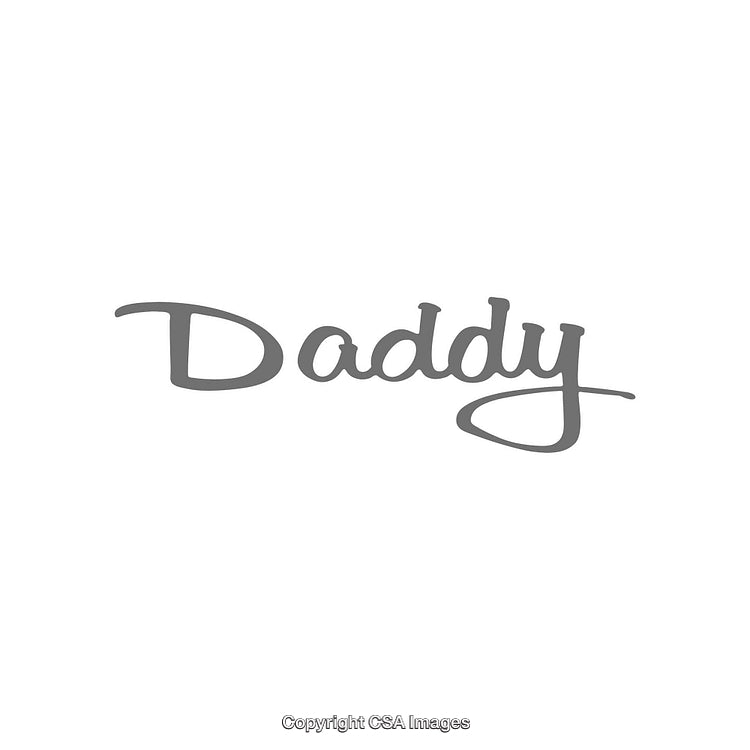 Stylized Gray Calligraphy Text Reading Daddy on a White Background