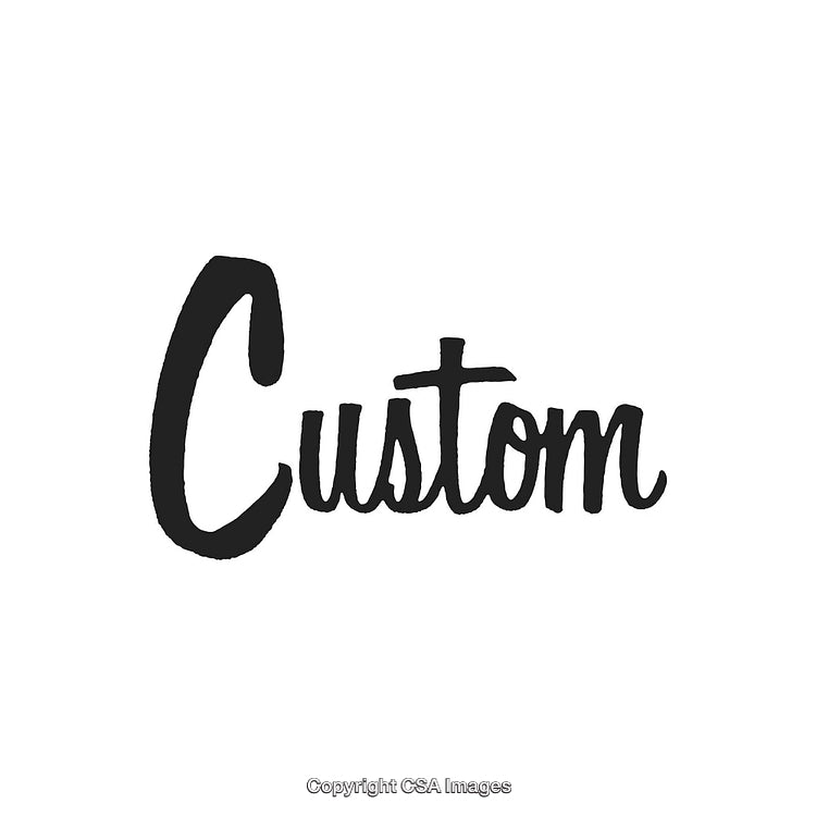 Elegant Handwritten 'Custom' Text in Stylish Black Font on White Background