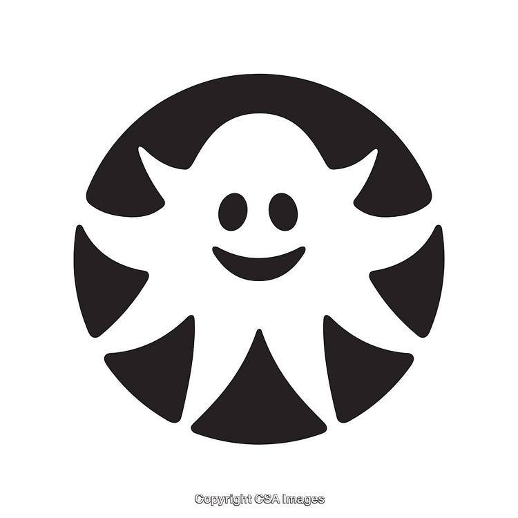 Black And White Smiley Face Abstract Icon Design