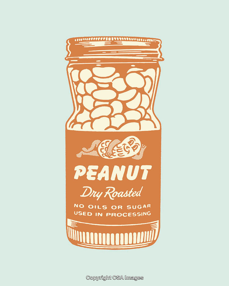 Illustration of Peanut Jar Design in Retro Color Line Art Style