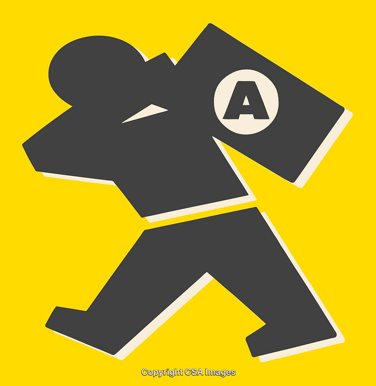 Modern Bold Illustration with Yellow Background and Moving Figure Silhouette
