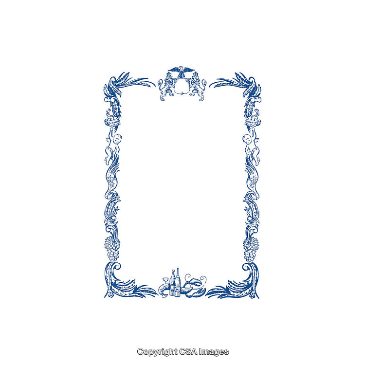 Ornate Vintage Frame with Floral Design and Coat of Arms in Blue