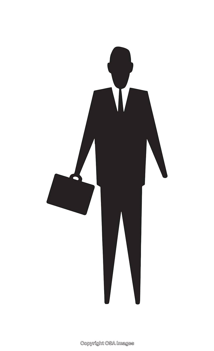 Black And White Icon Depicting A Businessperson With Briefcase Illustration