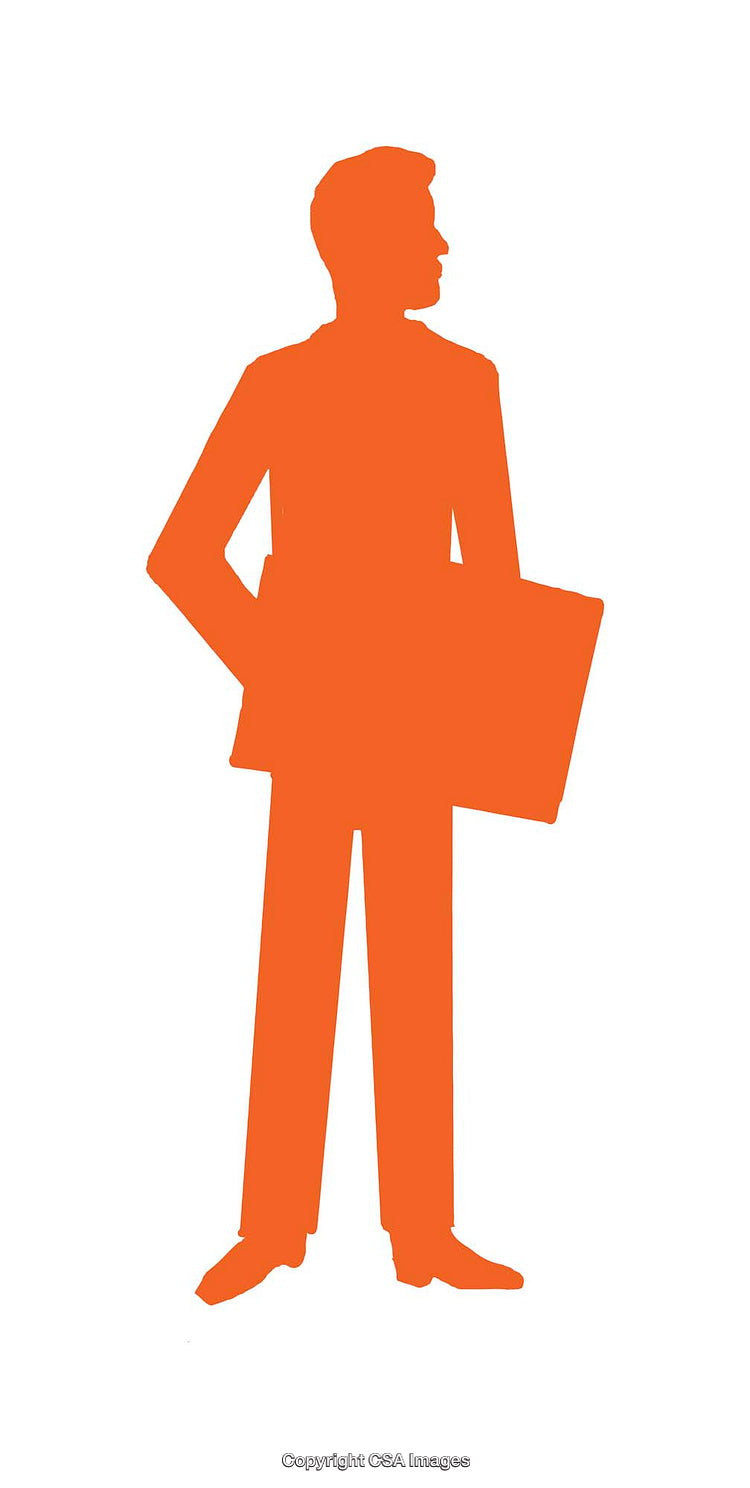 Silhouette of a Professional Man Holding a Briefcase in Orange Icon Style