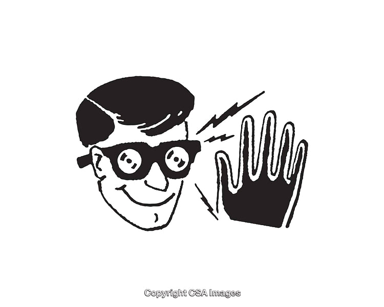 Black and White Line Art of Abstract Face and Hand Illustration