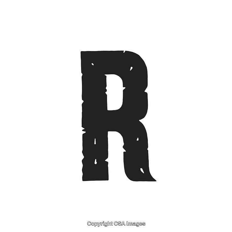 Rustic Black Letter R with Distressed Vintage Typography Effect