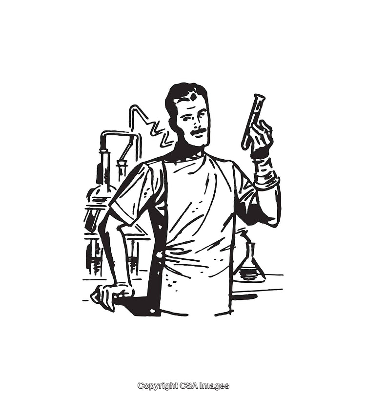 Scientist Holding a Beaker in a Laboratory Setting Illustration