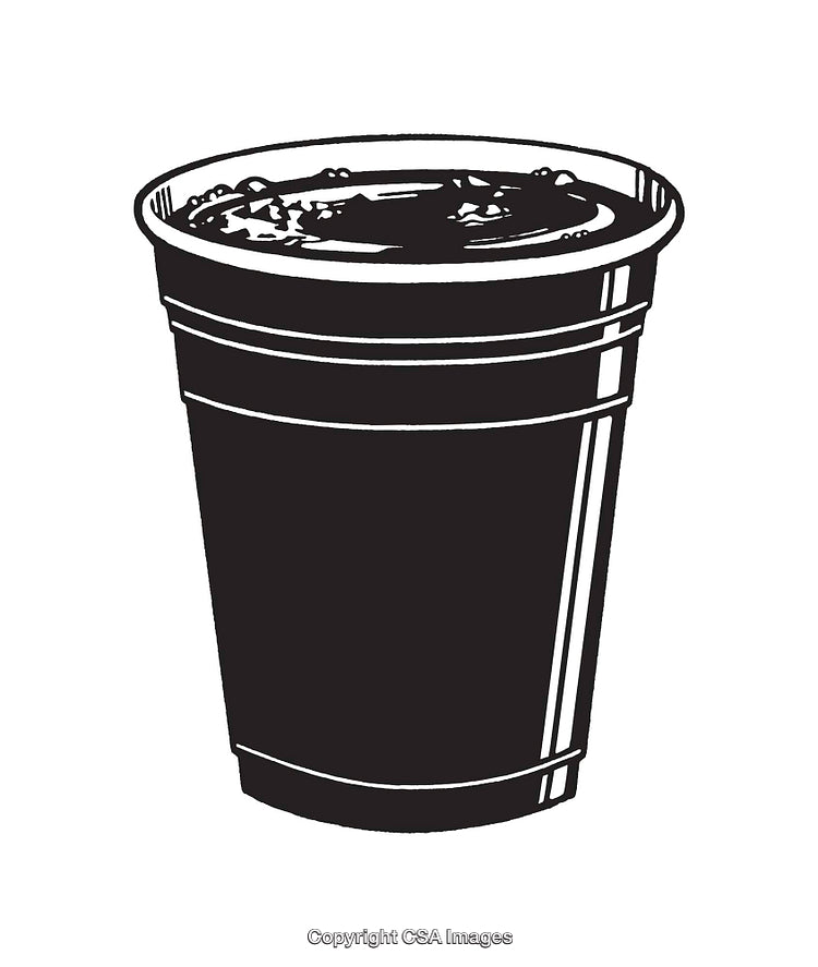 Black and White Line Art Illustration of a Beverage Cup