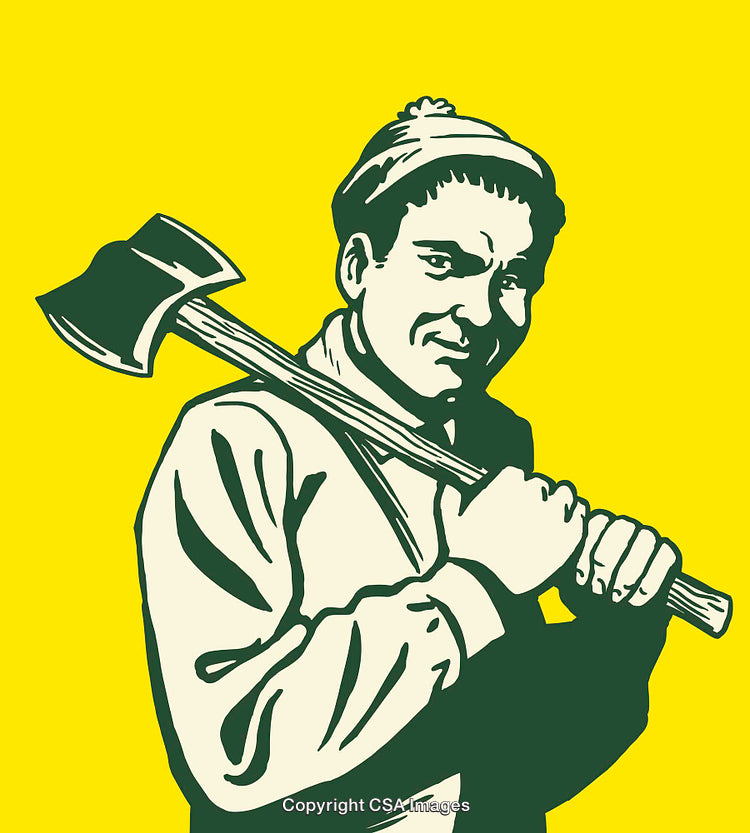 Retro Style Illustration of a Lumberjack Holding an Axe on Shoulder