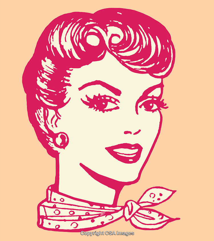 Retro Illustration of a Woman in Colorful Line Art Style
