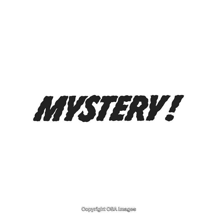 Bold Black Mystery Text on White Background Emphasizing Enigma and Curiosity