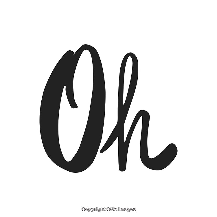 Elegant Handwritten Lettering Showcasing the Word “Oh” on a White Background
