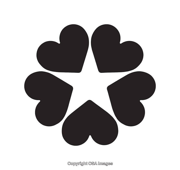Heart Shape Icon Pattern with Central Star Symbol Design