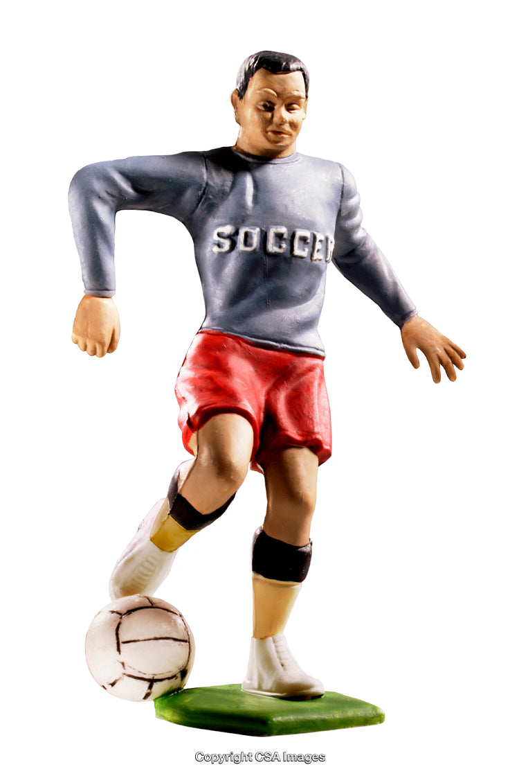 Colorful Plastic Soccer Player Action Figure on a White Background