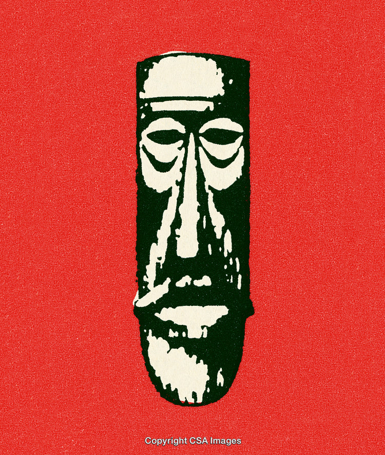 Abstract Artistic Representation of a Face With a Bold Red Background