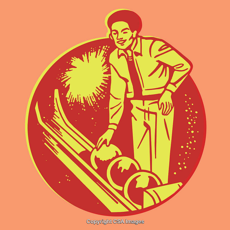 Retro Illustration of a Person at a Bowling Alley in Vibrant Colors