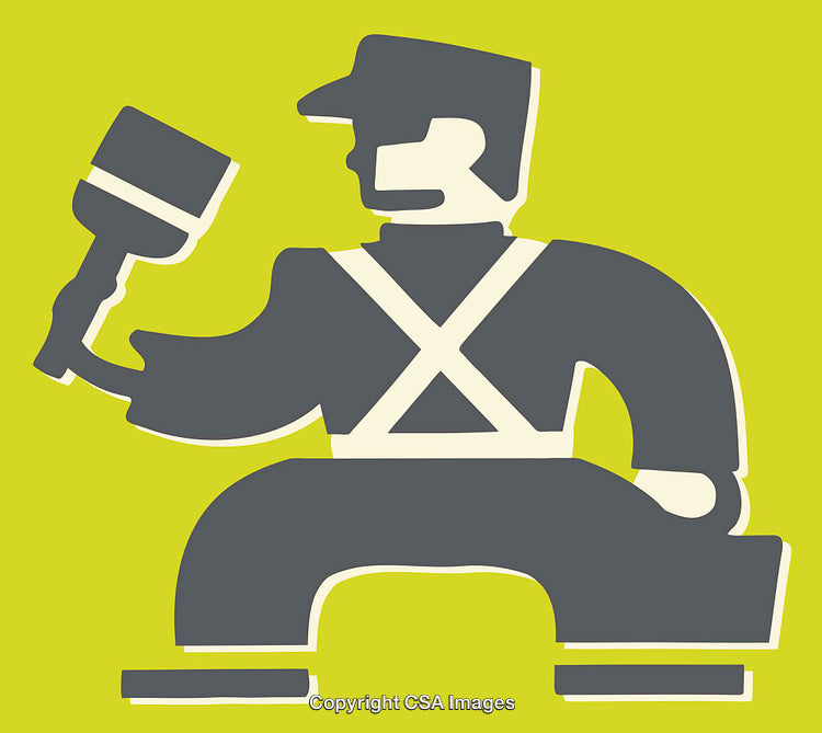 Modern Line Art Illustration of a Painter Holding a Brush