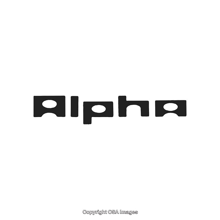 Minimalistic Black and White Alpha Text Logo Isolated on White Background