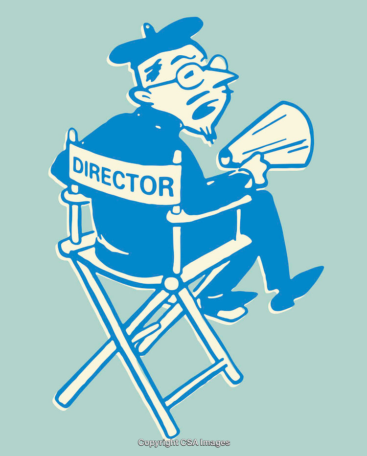 Artistic Illustration of a Film Director in a Classic Pose