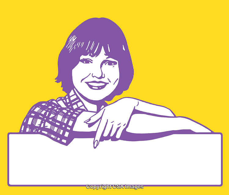 Colorful Line Art Illustration of a Smiling Woman with Open Space Area