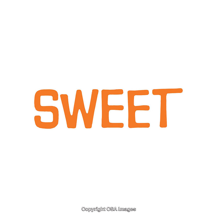 Single Word "Sweet" in Bold Orange Font on White Background
