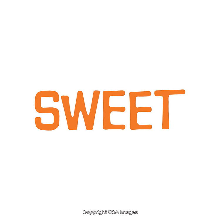 Single Word "Sweet" in Bold Orange Font on White Background