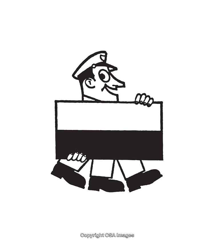 Charming Black and White Line Art of a Humorous Cartoon Character
