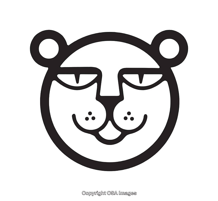 Minimalist Black and White Illustration of a Stylized Panther Face