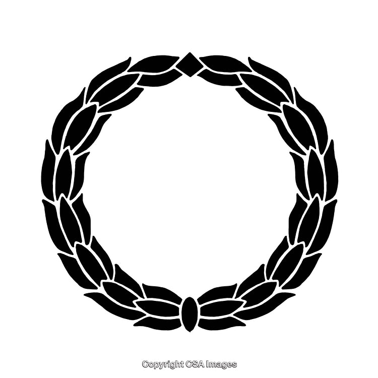 Black and White Laurel Wreath Inspired Circular Border Design
