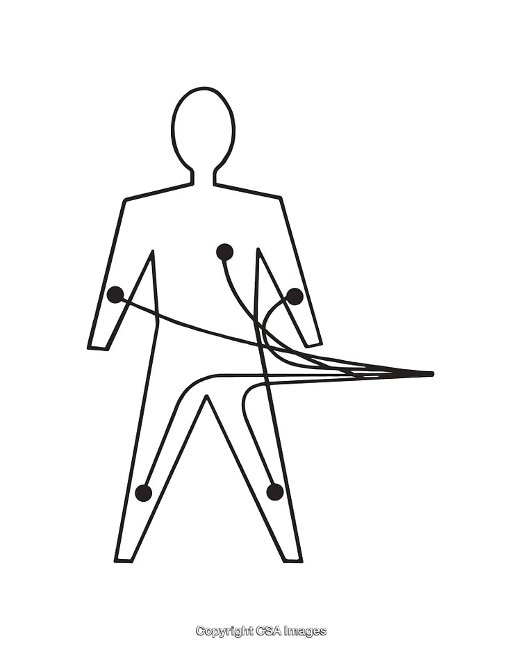 Abstract Black and White Diagram of a Human Shape with Lines