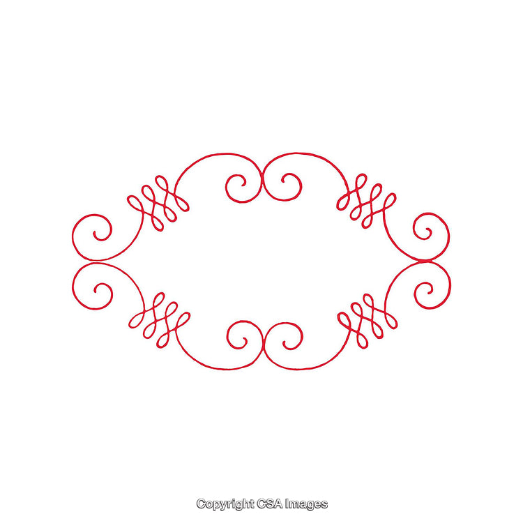 Elegant Red Ornamental Flourish Frame Vector Illustration on White Background