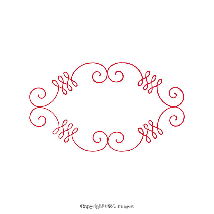 Elegant Red Ornamental Flourish Frame Vector Illustration on White Background