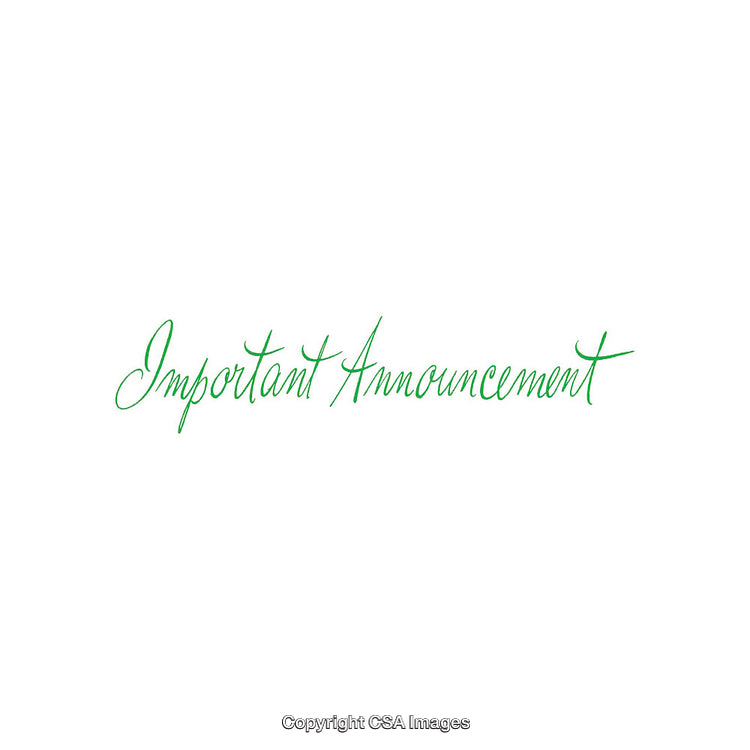 Elegant Green Handwritten 'Important Announcement' Text on a White Background