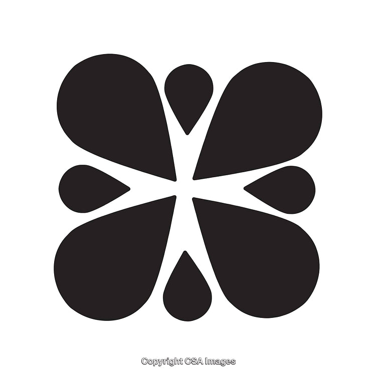Black And White Minimalist Clover Shape Abstract Icon Design