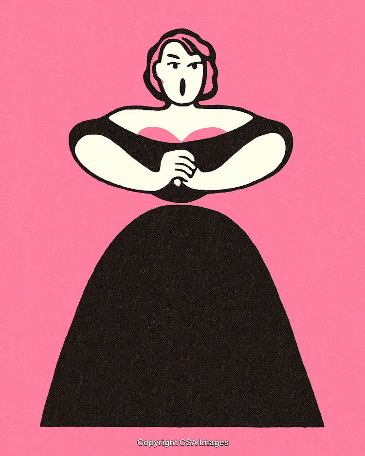 Stylized Artwork of a Singing Character in a Bold Black and Pink Color Scheme