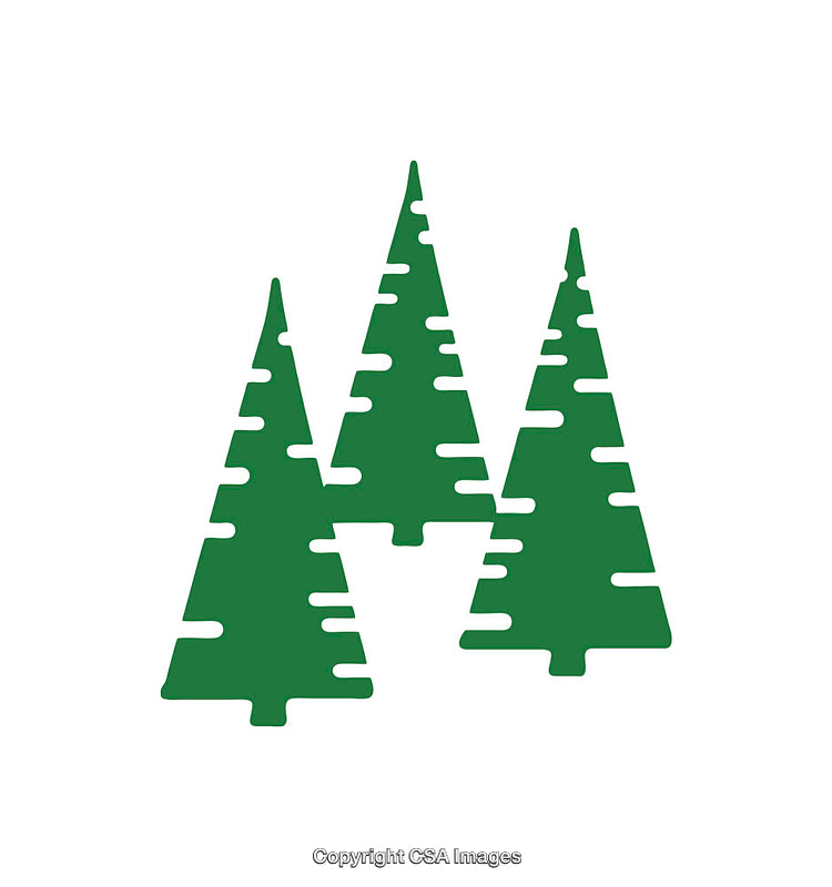 Minimalistic Green Tree Icon Design Featuring Three Pine Trees