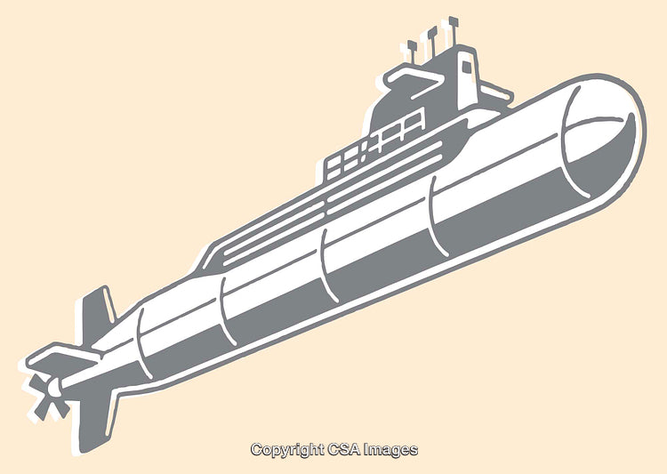 Illustrated Submarine Design in Gray and Beige Color Scheme