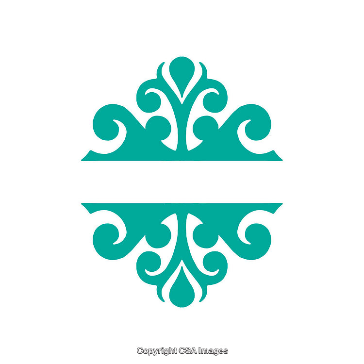 Elegant Aqua Green Minimalist Ornamental Design with Symmetrical Patterns on White Background
