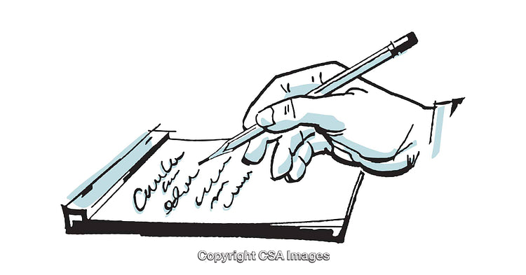Illustration of a Hand Writing on Notepad with Pen in Dynamic Style