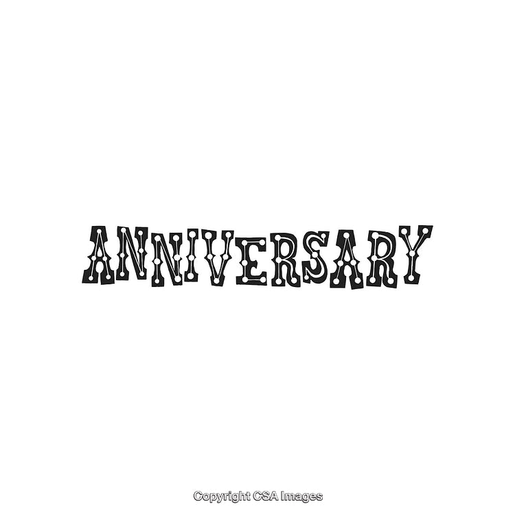Vintage Styled Anniversary Lettering Design on White Background