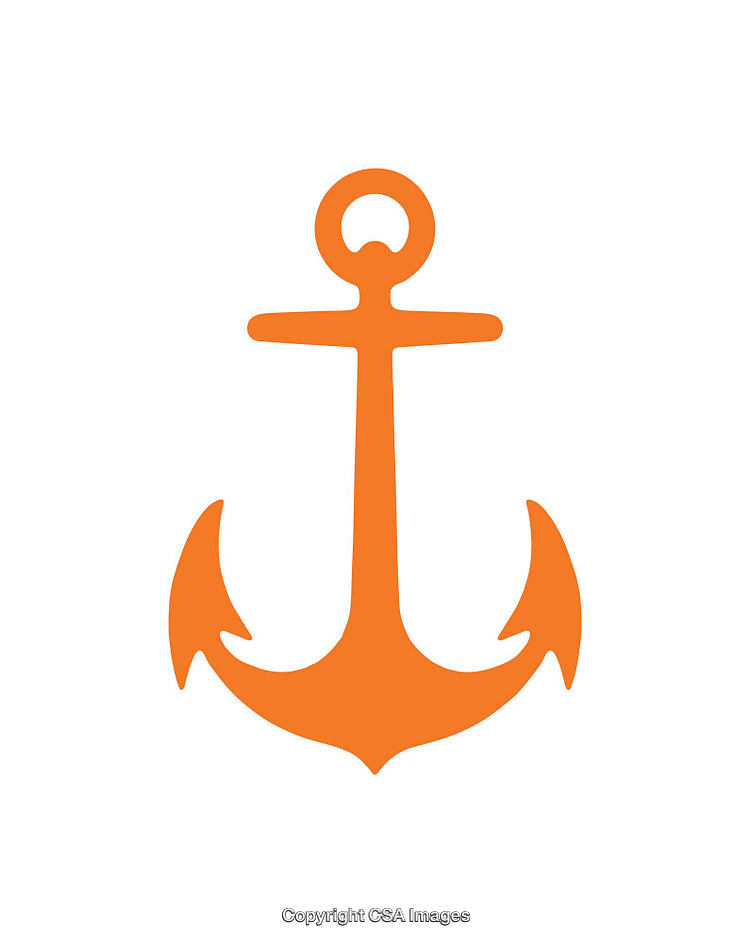 Orange Anchor Icon Symbolizing Strength and Stability on White Background