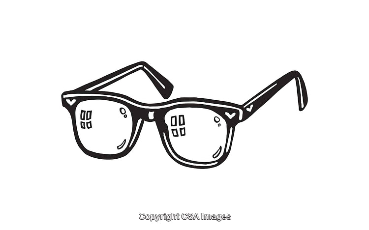Black and White Line Art of Stylish Glasses Drawing